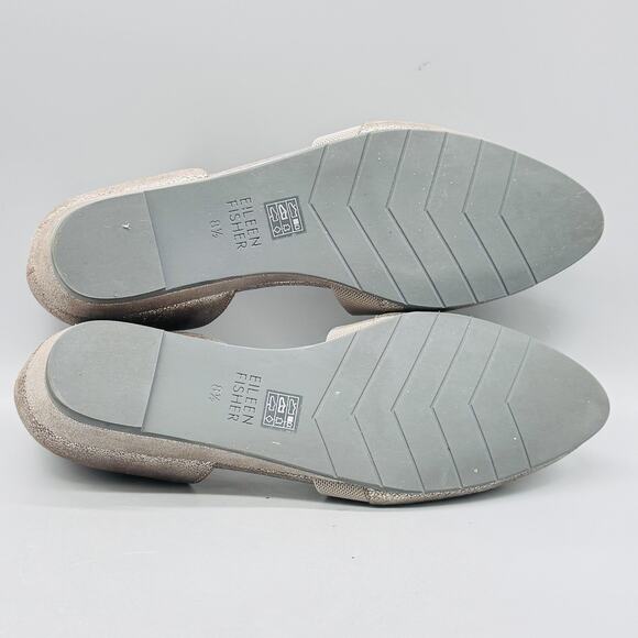 Eileen Fisher Shoes Women 8.5 Metallic Pewter Ida D Orsay Ballerina Flat Comfort - Picture 10 of 13